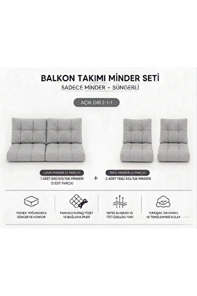 Modern Style Home 2-1-1 Fermuarlı Balkon Minderi-Leke Tutmaz - İçidolu Minder
