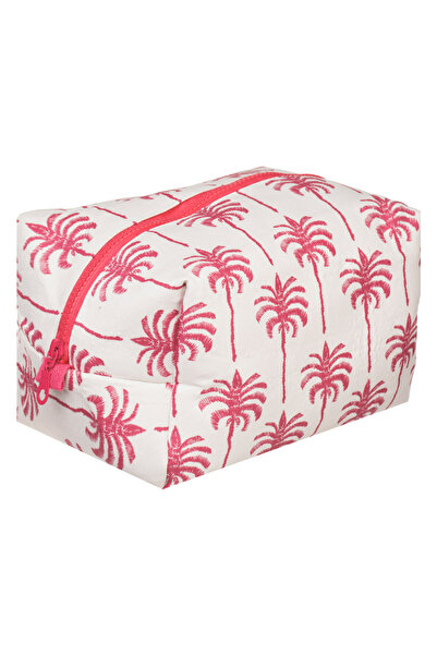 Zumzeria White Pouch with Fuchsia Palm Tree Pattern 22x15x14cm