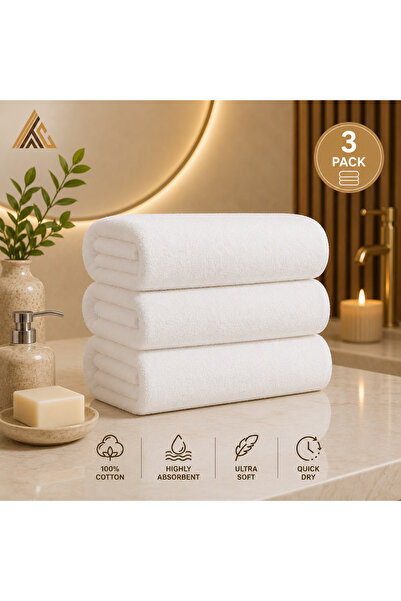 Arabian Threads Classic White Bath Towel – 100% Cotton, Ultra Soft & Absorben...
