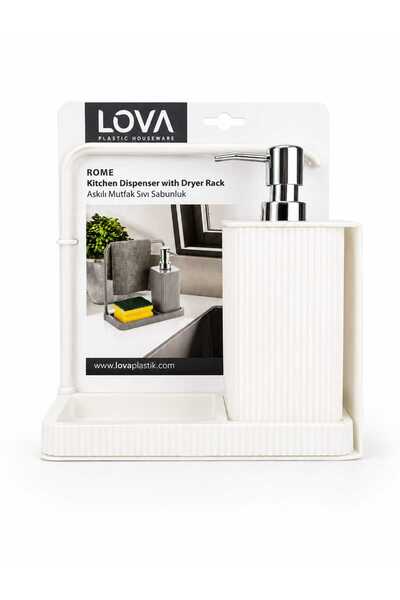 Lova Havluluklu Sıvı Sabunluk & Havlu Asma Aparatlı Sıvı Sabunluk Gri 400 ml