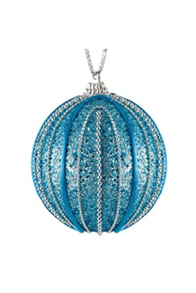 Zumzeria Ornament de brad turcoaz cu sclipici și lanț argintiu 8cm