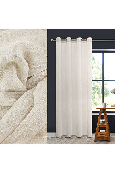 OEM Ecru Decorative Curtain with Golden Lurex & Rings 140x260cm