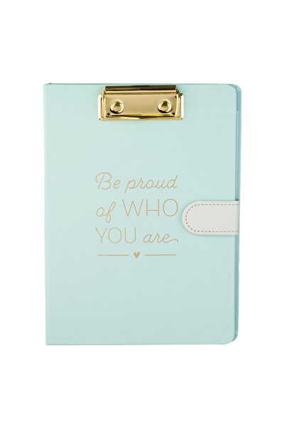 Zumzeria Mint Green A5 Notebook with Clips & Magnetic Closure 'Be Proud' - 60F