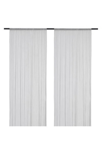 IKEA HILDRUN tül perde/2 kanat, beyaz, 145x300 cm, şeffaf kumaş, polyester