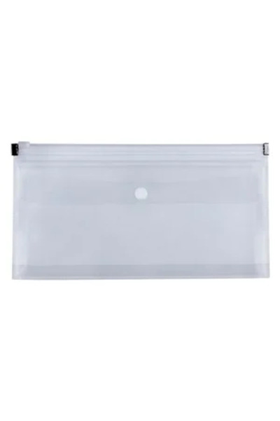 Zumzeria Dosar transparent cu nasture și fermoar 26x3x14cm
