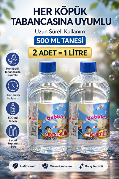 YILDIRIM OYUNCAK Köpüklü Baloncuk Likit Suyu 1 Litre 2li Setli Köpük Suyu