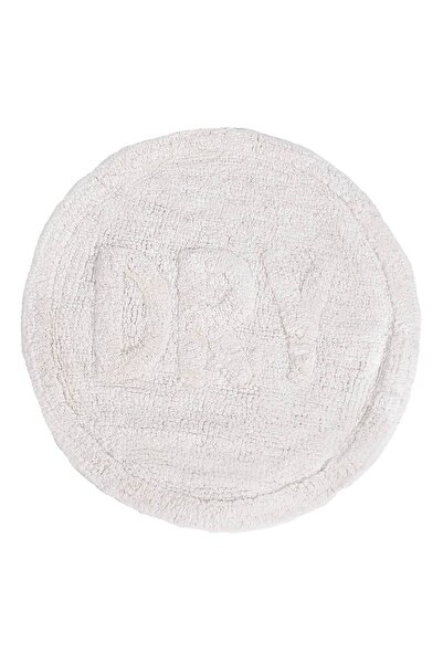 Zumzeria Covoraș de baie rotund, alb, din bumbac, cu litere în relief, DRY, Ø...