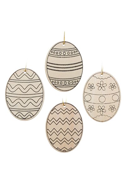 Zumzeria Easter Craft Accessories - Painted Wooden Eggs - 4pcs
