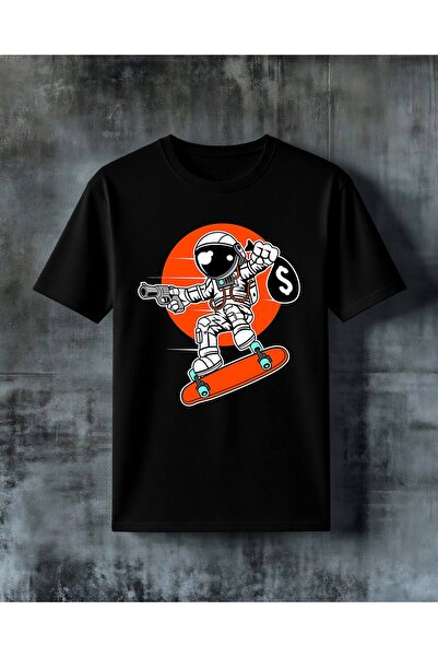 COMVİCHO Astronaut Skateboard 8 Printed Oversize T-Shirt