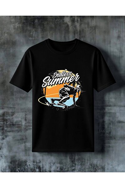 COMVİCHO Endless Summer Skateboard Printed Oversize T-Shirt