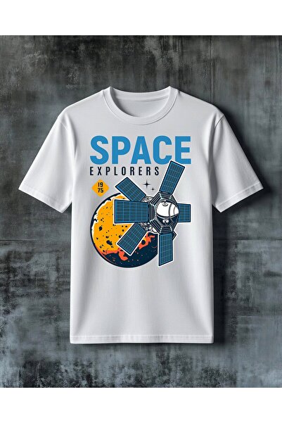 COMVİCHO Space Explorers Satellite Printed Oversize T-Shirt