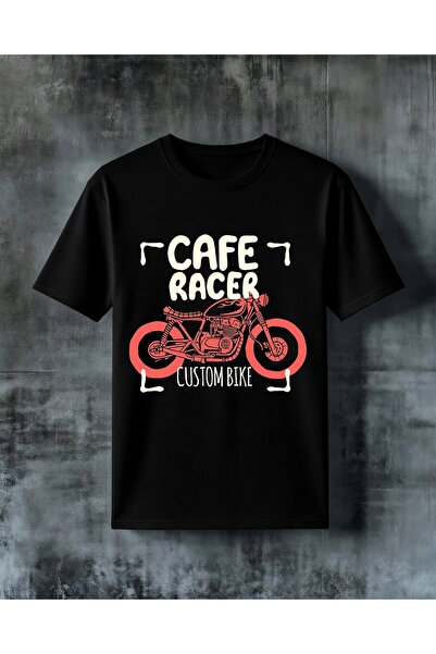 COMVİCHO Cafe Racer Custom Bike Printed Oversize T-Shirt