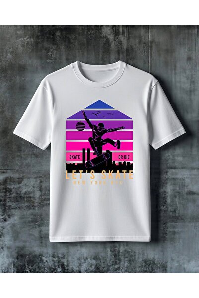 COMVİCHO Skate or Die Newyork Nyc Printed Oversize T-Shirt