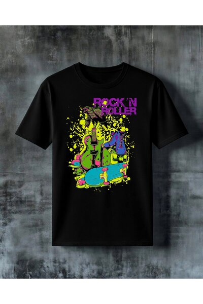 COMVİCHO Rock N Roller Skateboard Printed Oversize T-Shirt