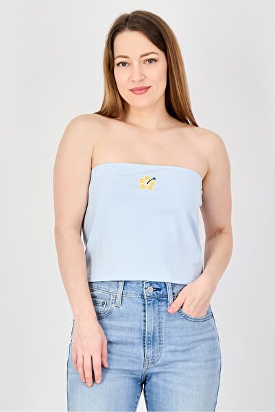 Don't Call Me Jennyfer Women Straight Across Neckline Embroidered Strapless T...