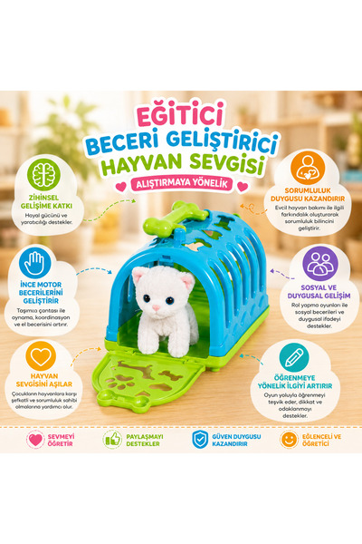 Retoys Oyuncak Pati Taşıma Çantası Ve 2'li Kedi Kedi Taşıma Çantam
