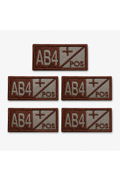 brodezcu Set of 5 patches, emblems, Embroidered badges blood type AB4 Negativ...