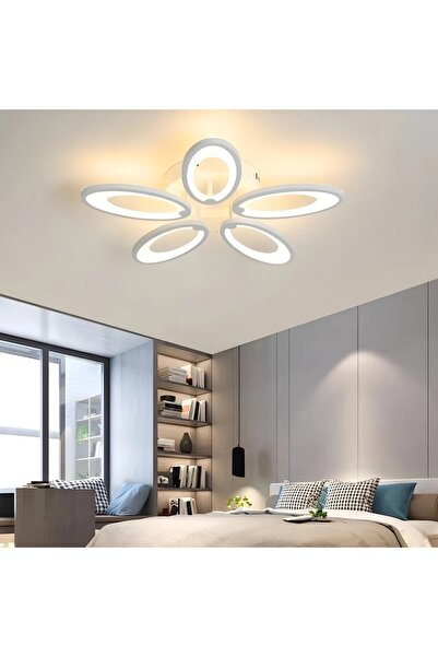 Elektroyou MS31005-5 Modern 3 Renk Ledli Plafonyer Beyaz Lüks 5'Lİ Ledli Avize