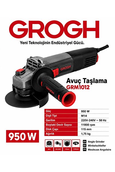 Kablolu Avuç Taşlama 115MM 950W Spiral Taşlama Kesici Makinası(GRM1012)(950W)(115MM)