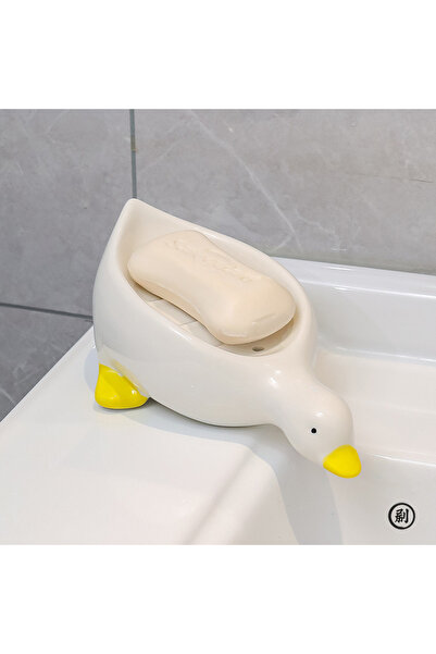 Choice1 White Random Soap Tray Self-draining Soap Rack Duck-shaped Creative R...