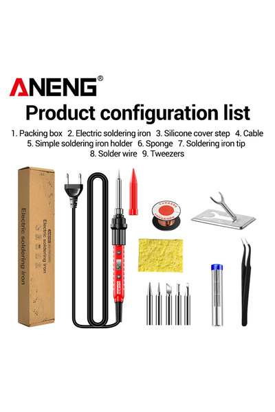 Choice1 ANENG Red Pro EU 11 Kit 60W Digital Adjustable Temperature Electric S...