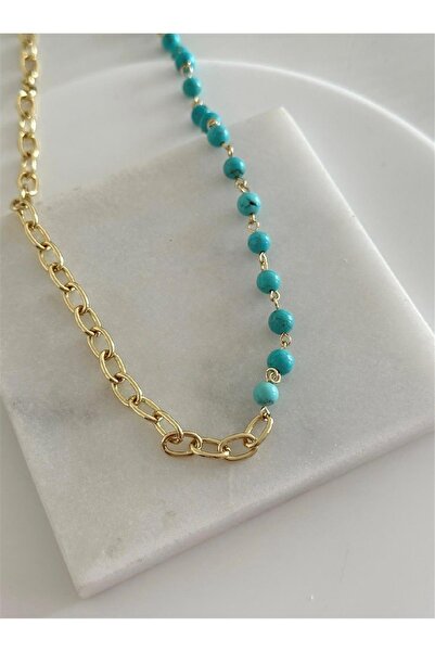 MU&ME BOUTİQUE Necklace Blue Beads Silver Color