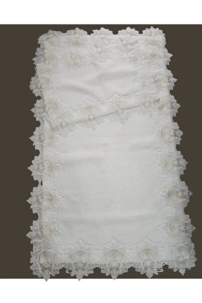 KÜBRAHOME'S Luxury Lace 2-Piece Mat Set Ecru 70X120 cm