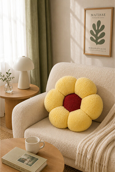 Pabtex Pernă decorativă cu flori de pluș – Pentru living și cameră