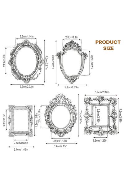 Choice 5Pcs 5Pcs Vintage Mini Picture Frames Silver Resin Photo Frames for Wa...