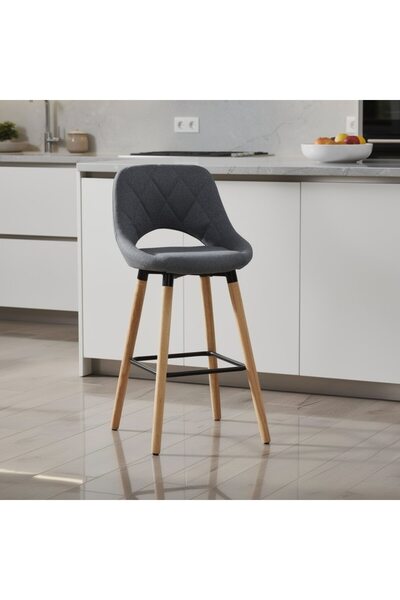 Kdhome Scaun Bar Inalt Premium BarLuxe Nova, Cu Spatar, Picioare din Lemn, Ro...