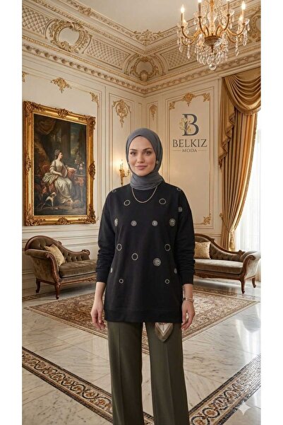 Belkız Women's Stone-Embellished Hijab Tunic
