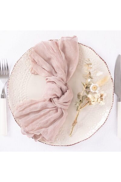 choice2 Dusty Pink 12Pcs Cheesecloth Napkins,Soft Wrinkled Rustic Sheer Gauze...