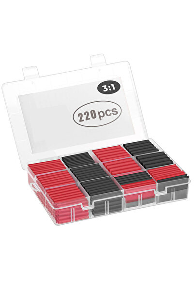Choice 220PCS 3:1 Black Red Heat Shrink Tubing Kit Adhesive Lined Marine Resi...