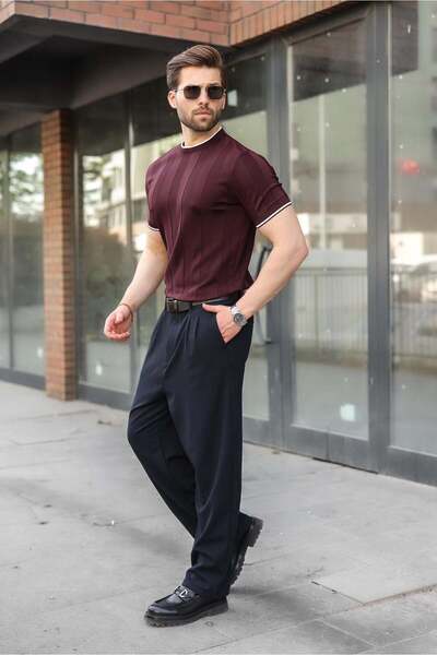 Madmext Mürdüm Crew Neck Regular Fit Knitwear Men's T-Shirt E7487