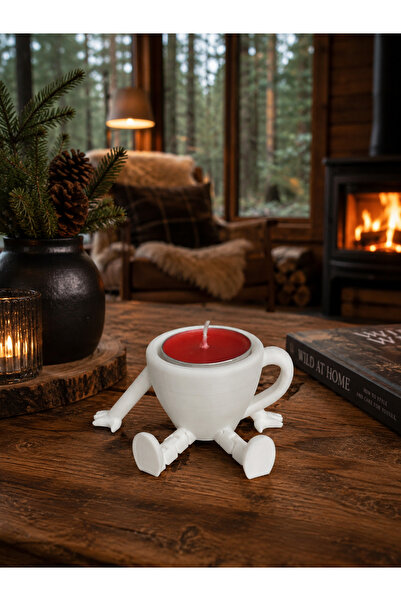 MİMOZA PARK Kahve Fincanı Figürlü Dekoratif Mumluk - Tea Light Dekor Mumluk 1...