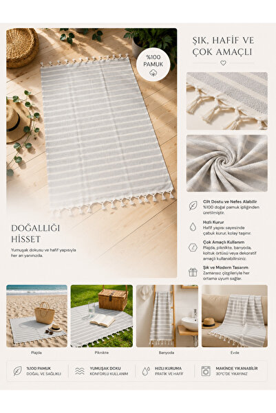 shop TUNATEKS %100 Pamuk Peştemal Havlu Çok Amaçlı Plaj Sauna Hamam