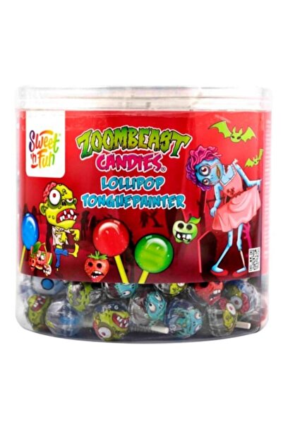 Sweet & Fun Halloween fruit lollipops, Zoombeast Lollipop Tongue Painter, box...
