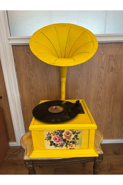 MİRO EXPRESS Vintage Görünümlü Dekoratif Gramofon Pikap – 33’lük Plak Çalar N...