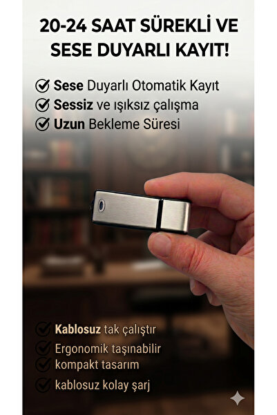 Tokurtech Dünyanın En Küçük Ses Kayıt Cihazı 16 Gb Hafızalı Mini Boy