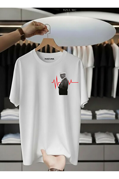 İnazuma Outdoors Unisex Oversize Printed Cotton Crew Neck Short Sleeve White ...