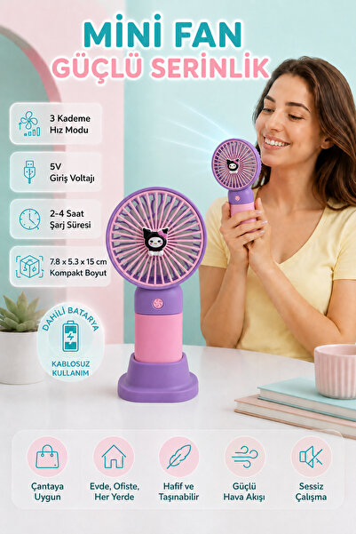 ALFAGİFT USB Şarjlı Mini El Fanı Taşınabilir Sessiz Masaüstü Vantilatör Mini Fan