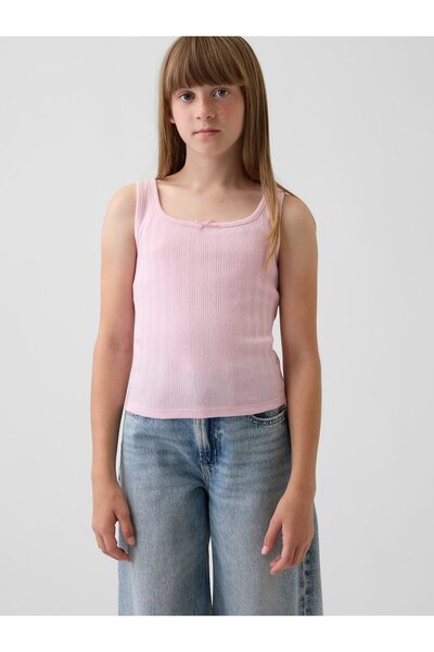GAP Kız Çocuk Açık Pembe Pointelle Askılı Üst