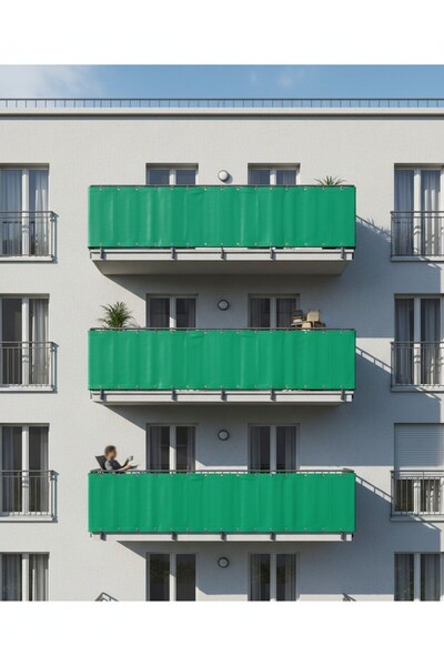 Başak Ev Tekstili 67 ve 75 Cm Genişliğinde Yeşil Pilsa Balkon Brandası