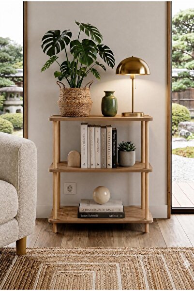 tridihome Modern Minimalist 3 Raflı Kitaplık Ahşap Ayaklı Çok Amaçlı Dekorati...