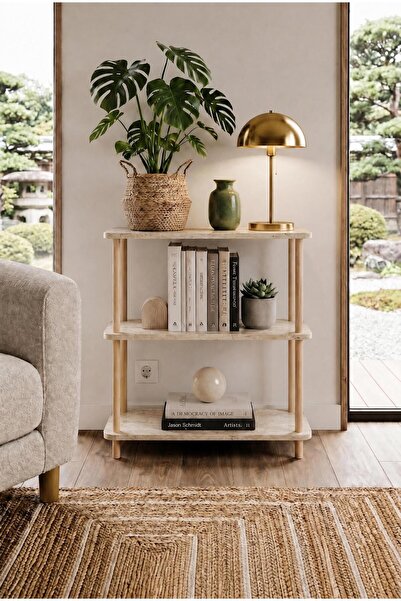 tridihome Modern Minimalist 3 Raflı Kitaplık Ahşap Ayaklı Çok Amaçlı Dekorati...