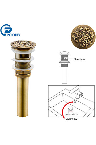 Choice With Hole A1 POIQIHY Bathroom Lavatory Basin Sink Pop Up Drain Antique...