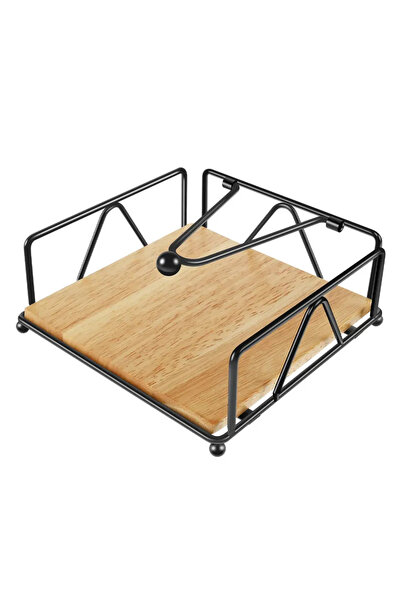 Choice Black Flat Napkin Holder Metal Iron Serviette Holder Napkin Stand with...