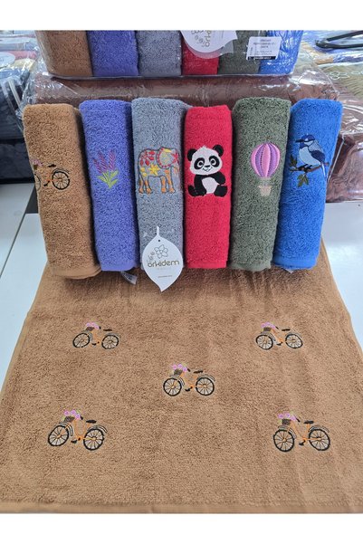 Lamazihome 6 Pieces of Embroidered Cotton 50X90 cm Hand and Face Towels