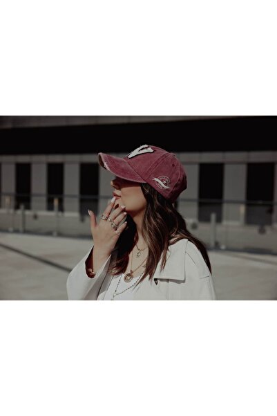 ATELİER TUĞBA Şpk050 Vintage W Letter Detail Washed Antique Hat