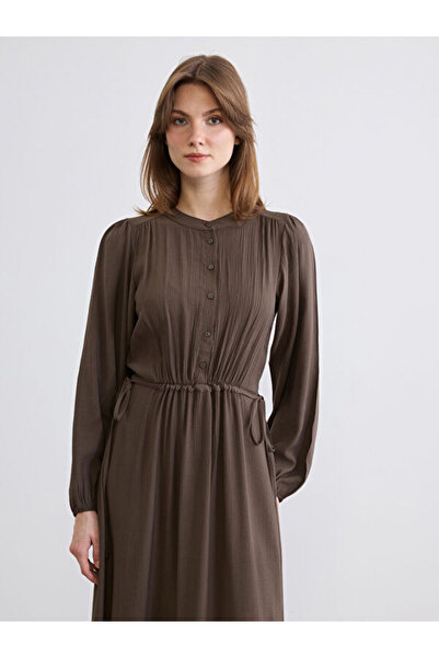 LC Waikiki Hakim Collar Gathered Waist Fitted Dress